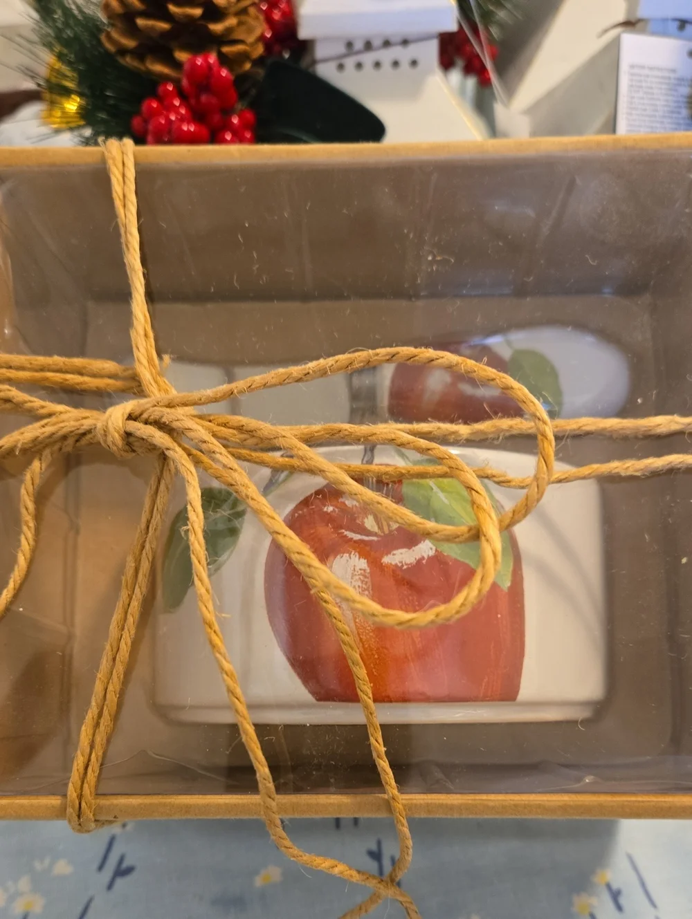 Apple Stoneware Dipping Bowl and Spreader Gift Set